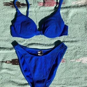 Vintage cobalt blue 2-piece bathing suit
